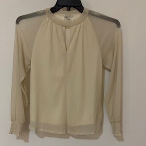 Cato Cream Sheer Blouse with Long Sleeves